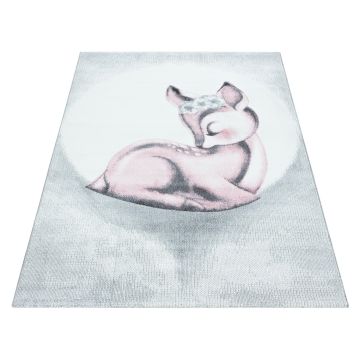 Bambi Reh kinderzimmer teppich kurzflor rechteckig 160x230cm rosa