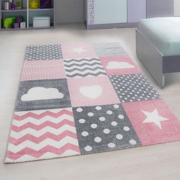 Kids Wunderland kinderzimmer teppich kurzflor rechteckig 160x230cm rosa