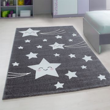 Kids Sterne kinderzimmer teppich kurzflor rechteckig 120x170cm grau