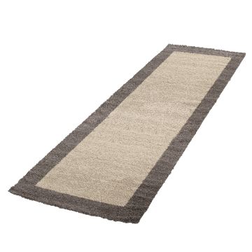 Life Shaggy Schatten teppich hochflor läufer 80x250cm taupe