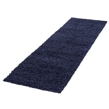 Life Shaggy teppich hochflor läufer 80x250cm navy blau