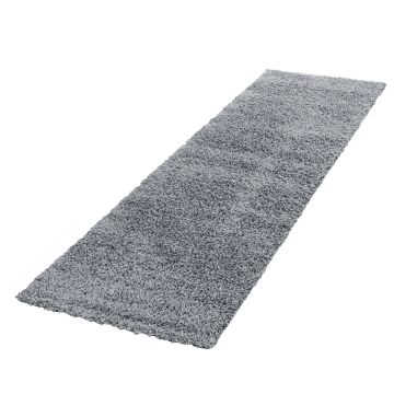 Life Shaggy teppich hochflor läufer 80x250cm hellgrau