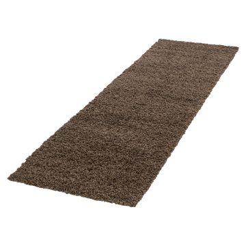 Life Shaggy teppich hochflor läufer 80x250cm braun