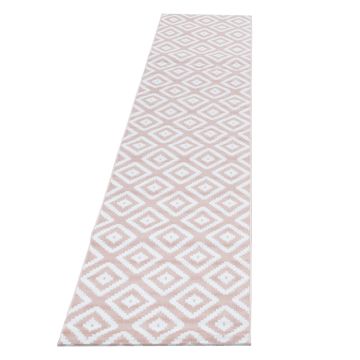 Plus Rhombus teppich kurzflor läufer 80x300cm rosa