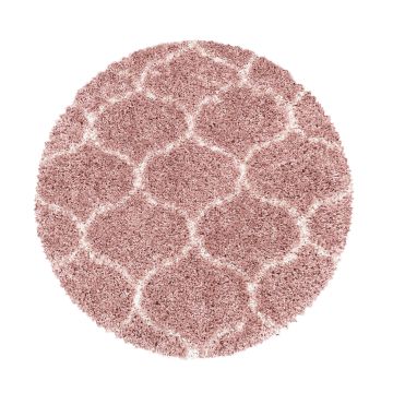 Salsa Shaggy teppich hochflor rund Ø 80cm rose