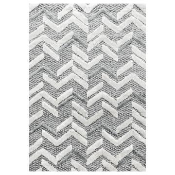 Pisa Zigzag teppich hochflor läufer 80x250cm grau