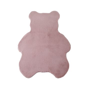 Caty Bär kinderteppich einfarbiger fluffy hochflor 80x100cm rosa