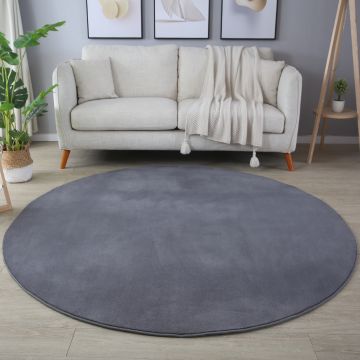 Sky teppich kurzflor rund Ø 120cm grau